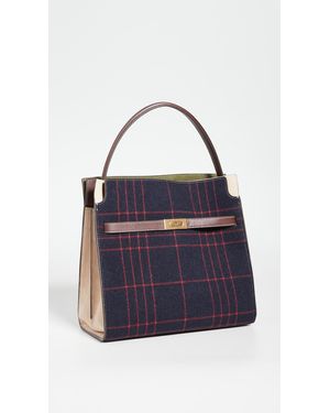 Tory Burch Lee Radziwill Deconstructed Plaid Wool-blend Satchel - Blue
