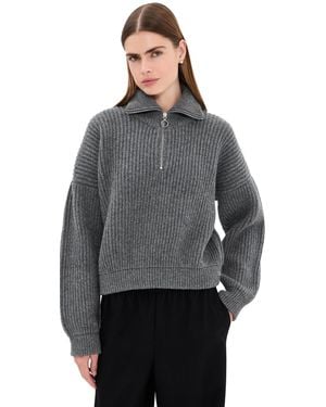 &Daughter The Chunky Rib Quarter Zip - Grey