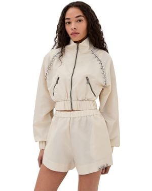 Area Crystal Trim Track Jacket - Natural