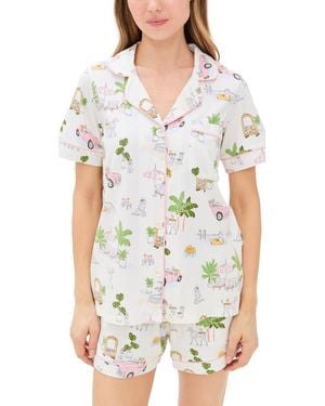 Bedhead PJs Cotton Knit Short Sleeve Short Pajama Set - White