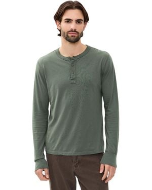 Save Khaki Long Sleeve Supima Jersey Henley - Green