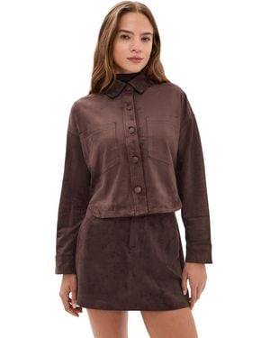Z Supply All Day Cropped Suede Jacket - Brown