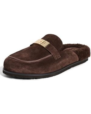 Tory Burch Leelee Shearling Mules - Brown