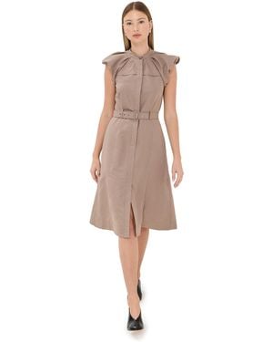 3.1 Phillip Lim Puff Sleeve Belted Shirt Dress - Natural