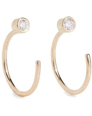 Zoe Chicco 14K Diamond Reverse Huggie Hoop Earrings - White