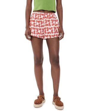 STAUD Paddle Linen Shorts - Red