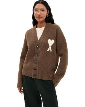 Ami Paris De Coeur Cardigan - Brown