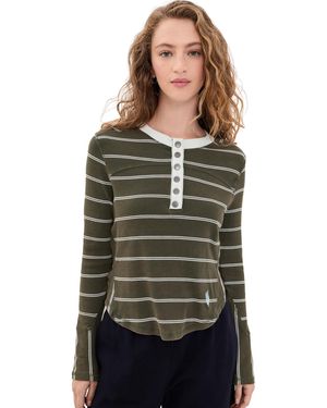 Fp Movement Cool Down Crew Stripe Henley - Black