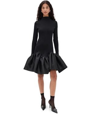 Marques'Almeida Long Sleeve Fitted Mini Dress With Drop - Black