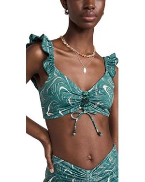 Sea Amara Marble Print Bikini Top - Green