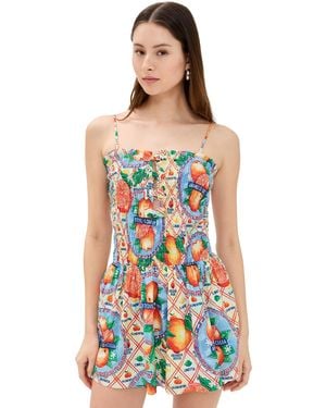 Damson Madder Fleur Shirred Mini Dress - Multicolor