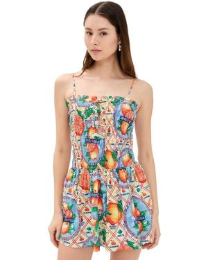 Damson Madder Fleur Shirred Mini Dress - Multicolor