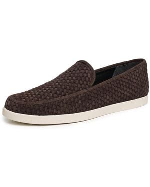 Vince Sonoma Weave Suede Loafers - Black