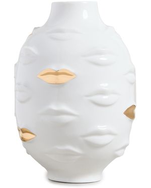 Jonathan Adler Gilded Gala Round Vase - White