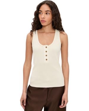 Vince Rib Henley Tank - White
