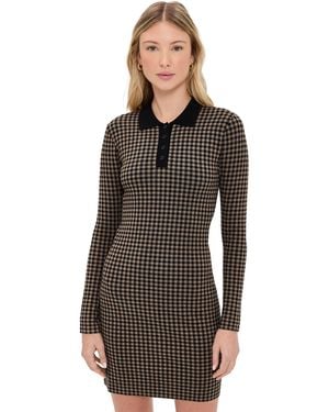Le Bos Gingham Knit Polo Dress - Black