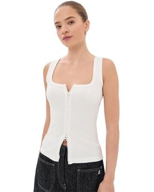 Courreges 90's Rib Zipped Tank Top - White