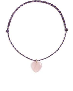 Zoe Chicco Rose Quartz Heart Paracord Necklace - Multicolour