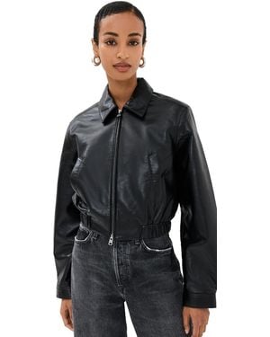 Agolde Essie Recycled Leather Cropped Jacket - Black