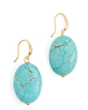 Kenneth Jay Lane Oval Bead-On Fishhook Earrings - Blue