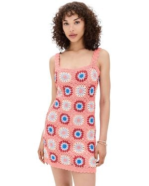 MINKPINK Floral Crochet Mini Dress - Red