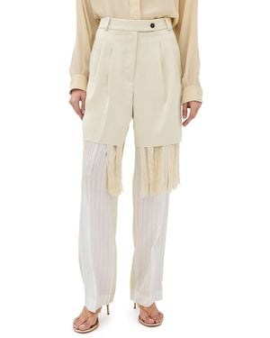 frenken Blunt Satin Fringe Pants - Natural