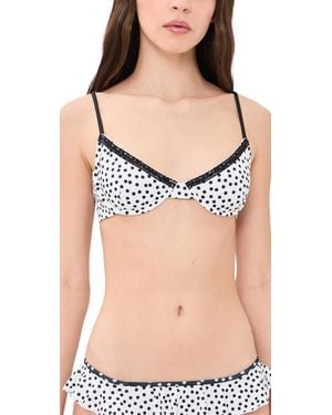 Leslie Amon Maya Polka Bikini Top - Black