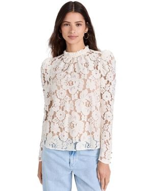 Wayf Emma Puff Sleeve Lace Top - White