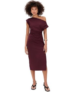 A.L.C. Nara Stretch Cotton Off Shoulder Midi Dress - Red