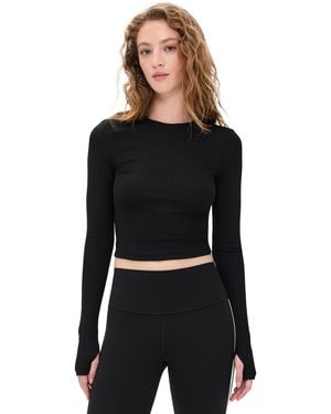 Splits59 Louise Rib Long Sleeve Crop - Black
