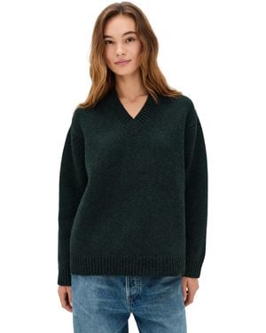 Sea Mallory V Neck Combo Sweater - Black