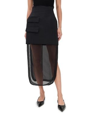 A.W.A.K.E. MODE A. W.A. K.E. Mode Basque Skirt With Organza Layer - Black