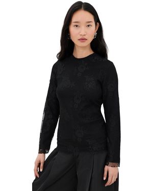 Marques'Almeida Lace Overlay Fitted Tee - Black