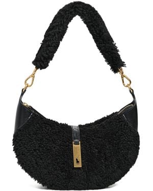 Polo Ralph Lauren Shearling Vachetta Id Mini Shoulder Bag - Black