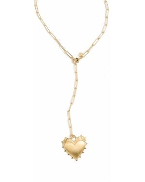 Hart Long Link Lariat Necklace With Heart - White