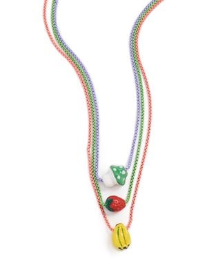 Clare V. Ceramic Bead Necklace Set - White