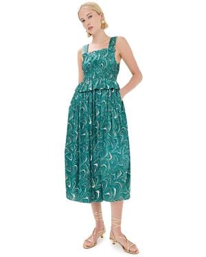 Sea Amara Marble Print Ruched Dress - Green