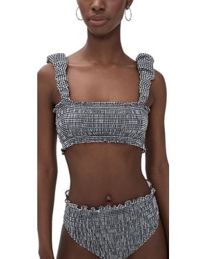 Sea Neci Gingham Bikini Top - Black