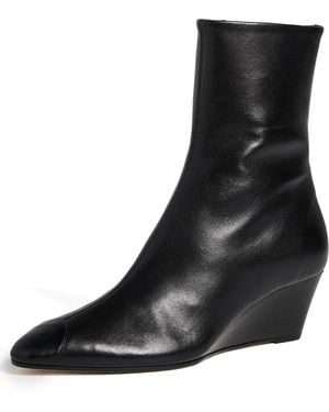 Aeyde Mia Cap Nappa Leather Wedge Booties - Black