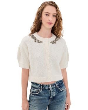 Cinq À Sept Crystal Lace Millicent Cardigan - White