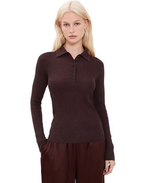 Vince Ribbed Raglan Polo - Red