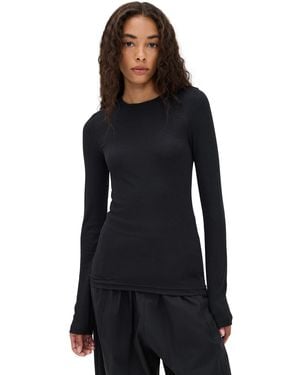 Tibi Circular Ribbed Crew Neck Pullover T-Shirt - Black