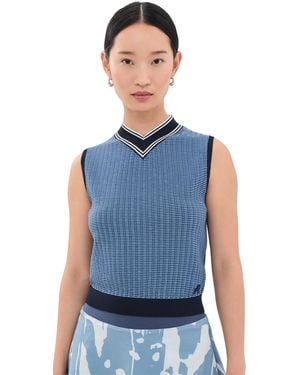 Malbon Ami Mock Neck Sweater Vest - Blue