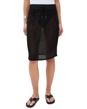St. Agni Glass Beaded Mesh Skirt - Black