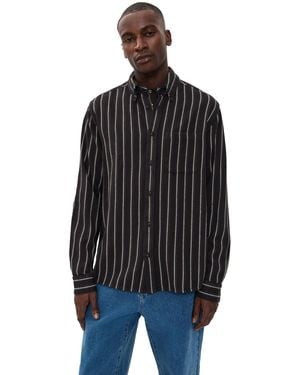 Far Afield Kuki Striped Brushed Flannel Shirt - Black