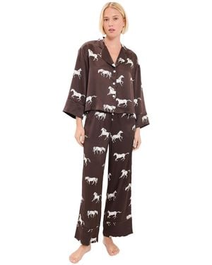 Petite Plume Silk Celine Pajama Set - Black