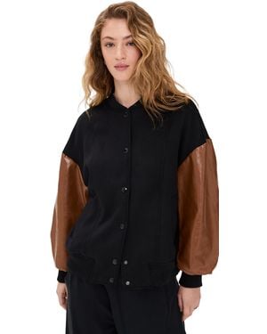 Line & Dot Varsity Jacket - Black
