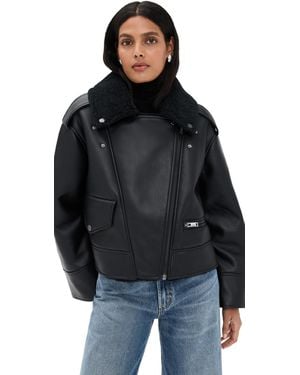 UGG Finnian Luxefluff Faux Leather Moto Jacket - Black