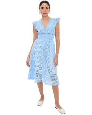 Temptation Positano Arno Embroidered Midi Dress - Blue