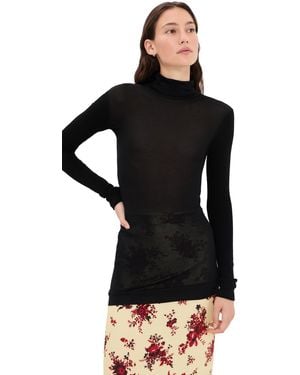 Jil Sander Long Sleeve Silk Top - Black